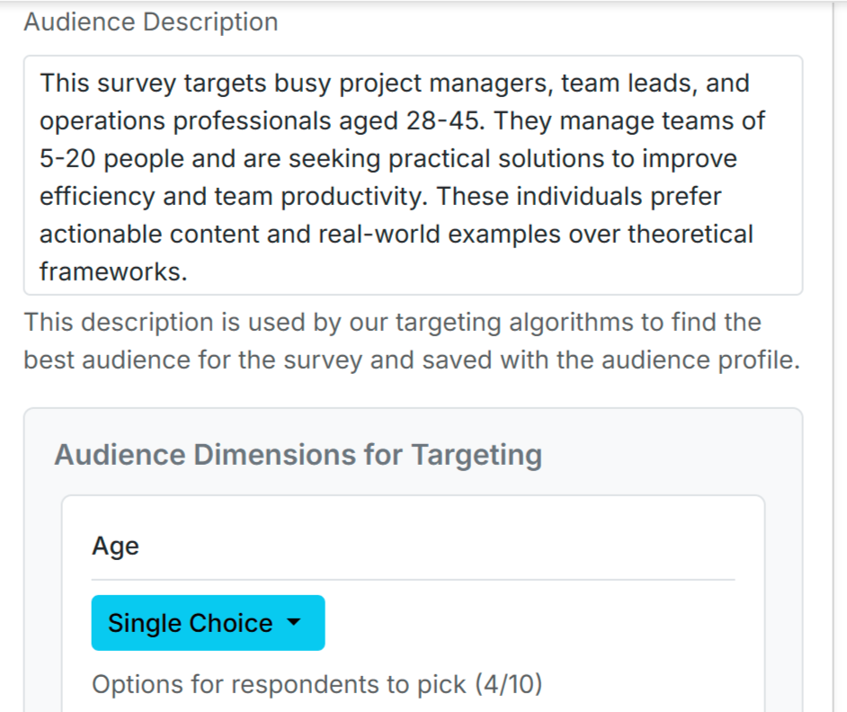 Content audience definition UI