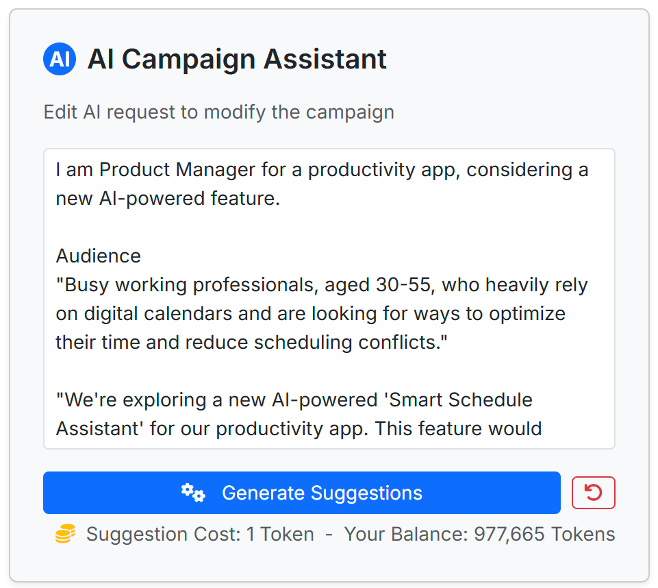 AI Helper for Audience and Survey Creation