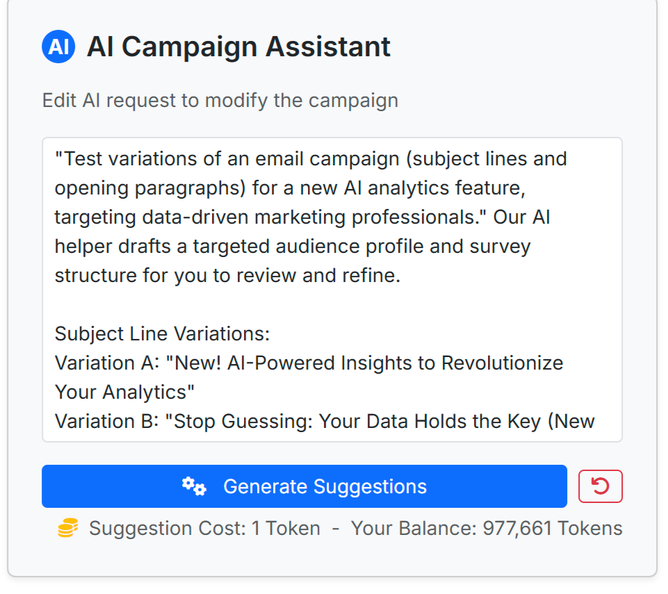 AI Helper for Audience and Survey Creation