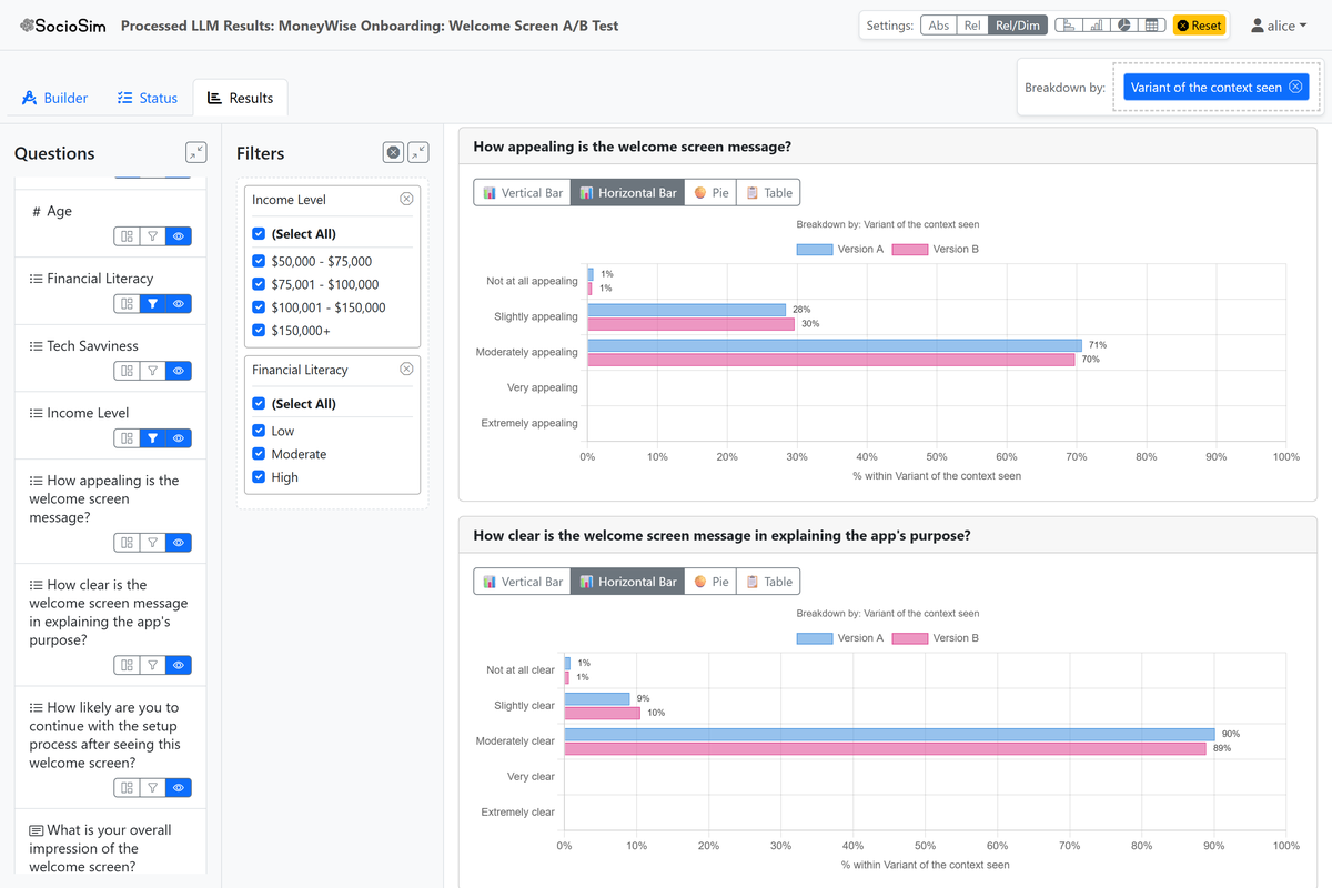 Clean, intuitive interface design with highlighted text elements
